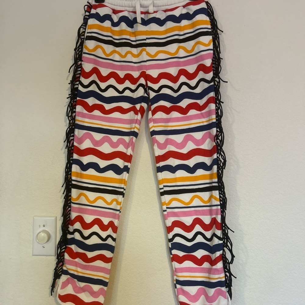 NWOT Stella McCartney wavy zebra multicolored
Fringed Soft Jersey Joggers Age 14